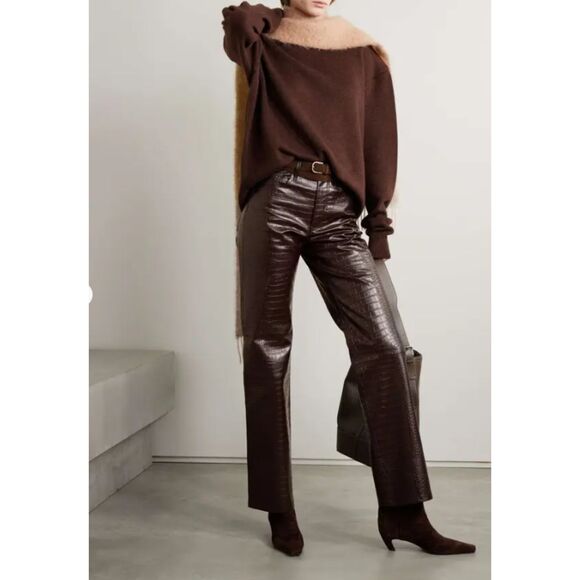 The Frankie Shop Brown Straight Leg Pants - Picture 1 of 9